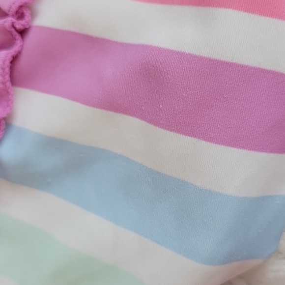 Ruffle Butts Rainbow Dream Short Sleeve Rashguard 2-Piece Swimsuit | 2T - Picture 4 of 6